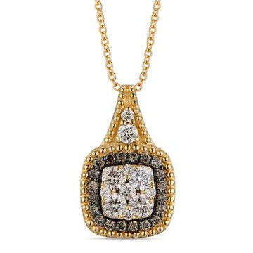 14K Yellow Gold Chocolate and Nude Diamond Pendant, 0.58 Carat TW